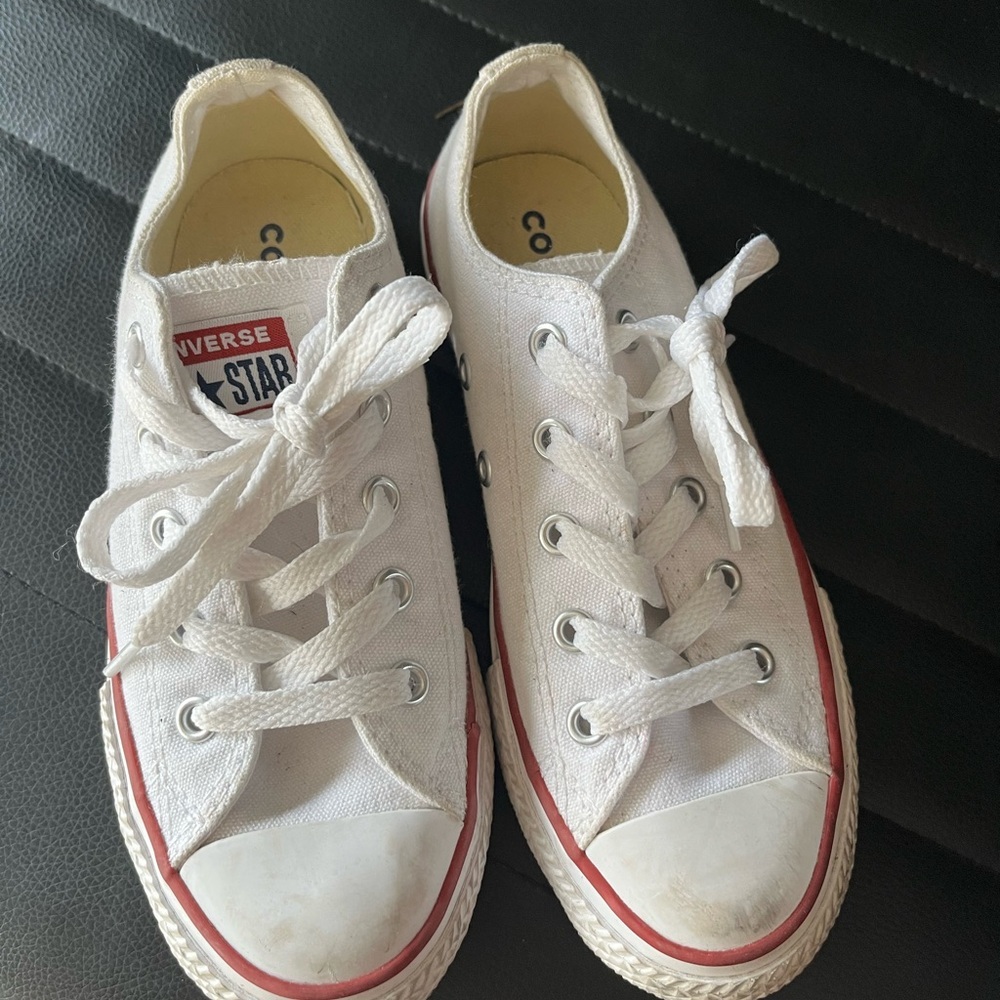 Converse Kids White Sneakers with Red Trim - Picture 4 of 5